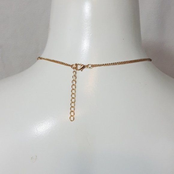 Double Heart Lariat Dainty Gold Minimalist Necklace - Picture 7 of 8